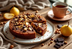 Gâteau ultra moelleux aux poires, chocolat et noisettes : le goûter simple et réconfortant de l’automne