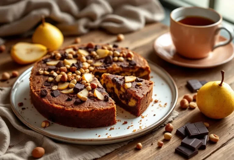 Gâteau ultra moelleux aux poires, chocolat et noisettes : le goûter simple et réconfortant de l’automne